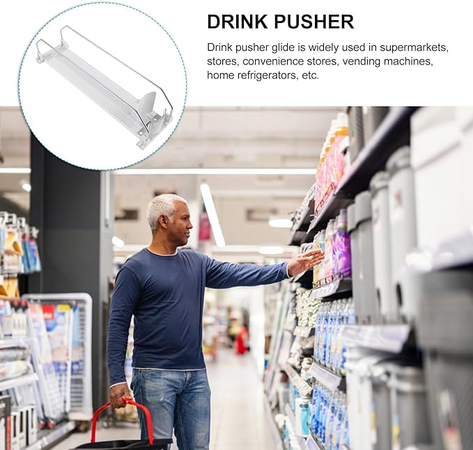 BESTOYARD Drink Pusher Supermarket Shelf Pusher Fridge Soda Can Holder Beverage Pusher Beer Can Storage Holder Drink Replenishment Pusher Drinks Cold Drink Abs Display Box White, 32.50X8.00X6.50CM