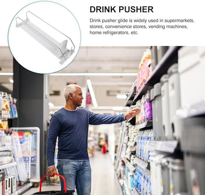 BESTOYARD Drink Pusher Supermarket Shelf Pusher Fridge Soda Can Holder Beverage Pusher Beer Can Storage Holder Drink Replenishment Pusher Drinks Cold Drink Abs Display Box White, 32.50X8.00X6.50CM