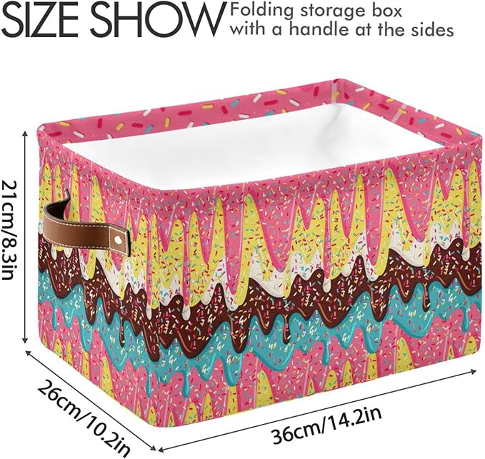 Ice Cream Rectangular Storage Basket Organizer Bin Shelf Baskets For Clothes Gifts For Home Office Dorm