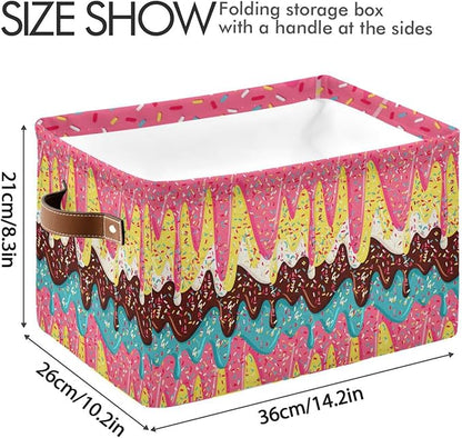 Ice Cream Rectangular Storage Basket Organizer Bin Shelf Baskets For Clothes Gifts For Home Office Dorm