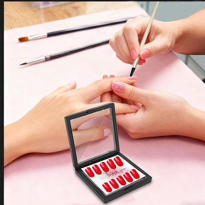 32 Pcs Press On Nail Packaging Box with 120 Pcs Adhesive Double Sided Tape, Black Artificial Nail Display Case, Earrings Storage Organizer, for Birthdays, Christmas Gift