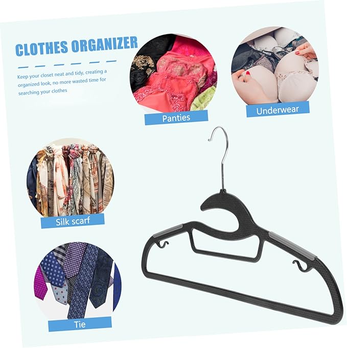 Unomor 10pcs Heavy Duty Non- Clothes Hangers Extra Wide Plastic Hangers for Jackets Suits Pants Space Saving Organizer for Closet Versatile Design