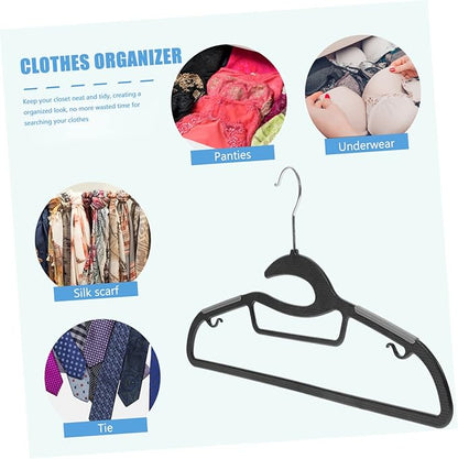 Unomor 10pcs Heavy Duty Non- Clothes Hangers Extra Wide Plastic Hangers for Jackets Suits Pants Space Saving Organizer for Closet Versatile Design