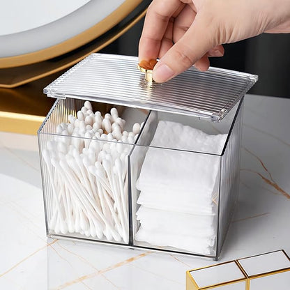 DASITON Acrylic Qtip Holder, Bathroom Jars With Lids Set, Apothecary Jar Dispenser For Cotton Ball, Swab, Round Pads, Floss