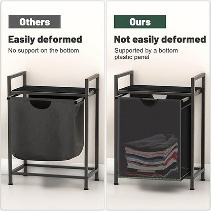 Sonharlar Laundry Sorter with Removable Bag, 16 Gallons Laundry Hamper with Adjustable Feet, Laundry Basket for Laundry Room, Bathroom and Bedroom(Charcoal Black)