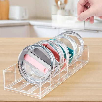 Gracenal Acrylic Tumbler Lid Organizer for Stanley Cup Accessories, Cabinet Pantry Kitchen Organizers and Storage Bins for Stanley 40 oz Tumbler with Handle/Yeti Tumbler Lid/Simple Modern Lids Gifts