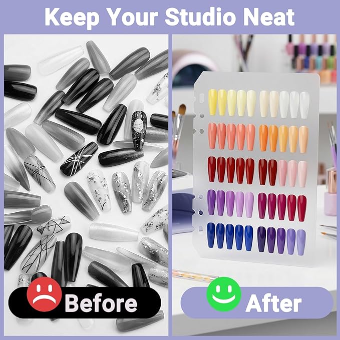 Segbeauty Press On Nails Design Book with A5 Zipper Binder, Sample Nail Polish Holder Organizer Case with 240 Fake Nails, Insert Pages for Accessories, Sample Swatches for Nail Art Salon, White
