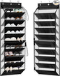 WERNNSAI Over the Door Shoe Organizer with Clear Curtain Dustproof, 9-Shelf Shoe Rack, Deep Pockets Large Hanging Shoes Rack for Closet Door Dorm Bedroom Guest Room Black