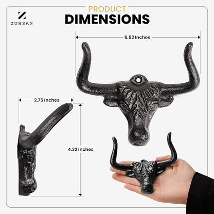 Cowboy Hat Rack for Wall - 4 Pack Cast Iron Cowboy Hat Holder,Hat Storage Organizer Hat Hooks for Wall Western Decor for Bedroom Western Gifts (Rust, 4 Pack)