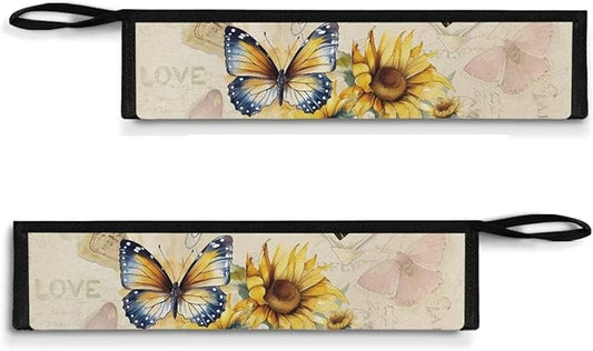 Sunflower Butterfly Cutlery Storage Bag Chopsticks Carry Bag Camping Party Kitchen Tableware Bag Flatware Pouch Case 11.8 Inch Dinnerware Organizer