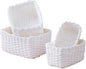 4PCS Woven Storage Baskets Set, Small Baskets for Organizing, Square Handwoven Paper Rope Organizer Bins for Shelves and Home Storage (White)