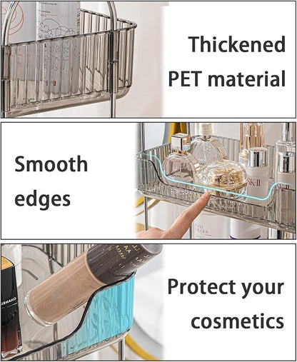 shuang qing 2 Tier Bathroom Counter Organizer Countertop Storage, Cosmetics Skincare Shelf Organizer, Makeup Organizer Perfume for Dresser Vanity Tray, Spice Rack Organizer for Kitchen (Grey)