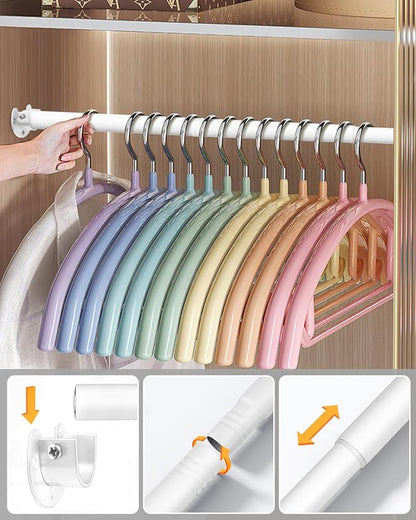 Closet Rods for Hanging Clothes - Heavy Duty, Length Adjustable (White, 42.5" - 52")