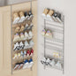 SWTYMIKI Over the Door Shoe Organizer - Adjustable 6 Tier Hanging Shoe Rack Organizer, Metal Heavy Duty Behind Door Storage or Wall Mount Shoes Shelf for Flats, Heels, Sneakers, Boots, Silver