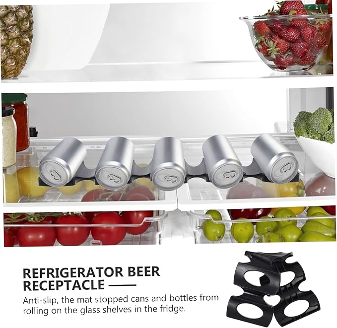 MAGICLULU 2pcs Refrigerator Beer Holder Mat Silicone Drink Organizer for Beverage Storage Non-Slip Fridge Dispenser for Cans and Bottles for Soda Beer and Canned Foods