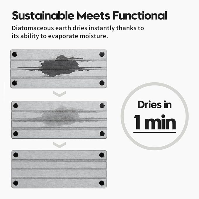 Razborci Fast Stone Drying Tray Diatomite Sponge Holder Mat, Kitchen Sink Organizer Sink Caddy, Kitchen & Bathroom Counter Makeup Vanity Dispenser Toothbrush Bottle Soap Dish Rack,Light Gray, 10" x 4"