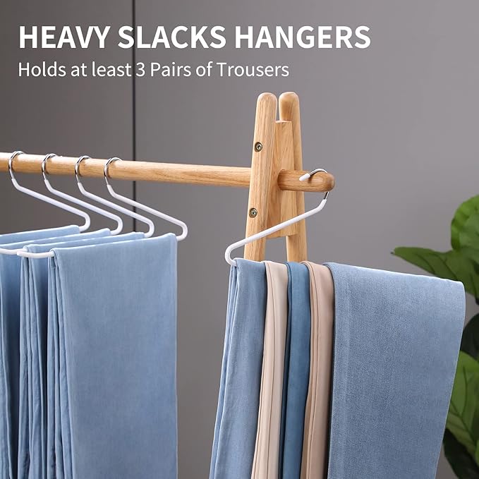 JOYBOS Jean Hangers for Closet 10 Pack - Space Saving Hanger for Pants - Non Slip Open End Stainless Steel Clothes Rack