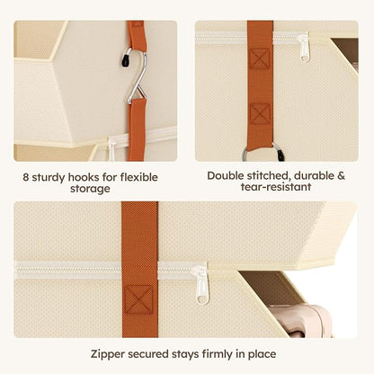 Homsorout Hanging Closet Organizer 4 Tier - Clothes Hanging Shelves, Space-Saving Closet System, Fabric Storage Bins Bedroom Organization, Collapsible Baskets for Home, Dorm, Rv, Beige