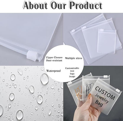 Generic 20-100pcs Personalized Frosted Jewelry Zipper Bags, Custom Jewelry Resealable Storage Bags, Custom Jewelry Bags for Necklaces, Earrings,Rings and Other Accessories (6x8cm (2.36''x3.14''))