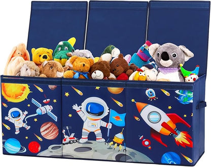 Large Toy Box Chest Organizer with Flip Lid for Kids, Collapsible Oxford Toy Storage Box with Handles for Boys Girls, Sturdy Waterproof Storage Organizer for Bedroom Playroom Nursery, 37.7×12.5×15.7''