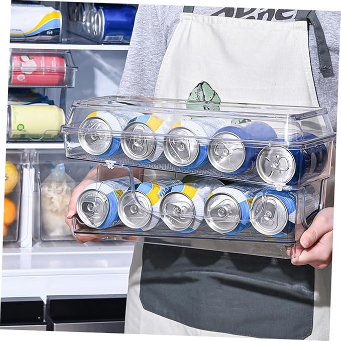 Double Storage Box Can Organizer for Fridge Beverage Organizer Soda Holder Household Soda Holder Can Accessory