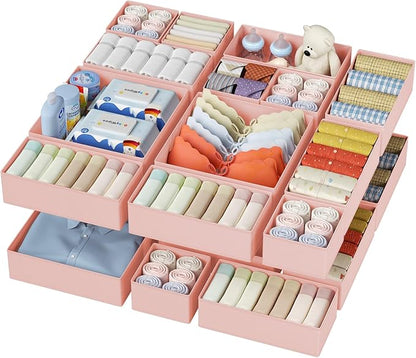 DIMJ Drawer Organizer Clothes - 20 Pack Closet Drawer Organizer Bins for Baby Clothes Storage, Fabric Dresser Organizer for Nursery Bedroom, Foldable Small Drawer Dividers for Underwear Socks