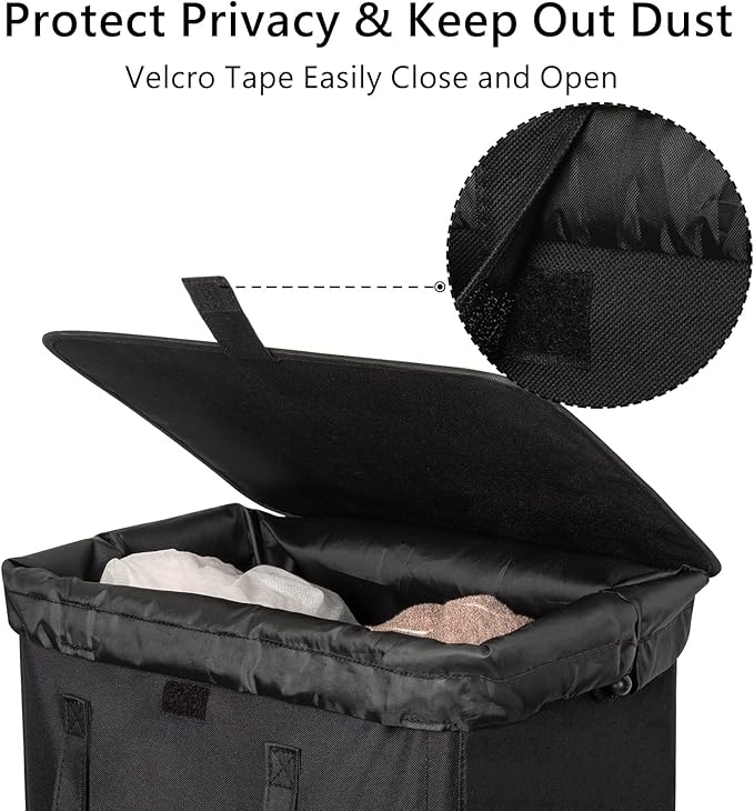 WOWLIVE 100L Laundry Hamper with Lid, Large Foldbale Laundry Basket with 2 Removable Bags and Handles, Tall Collapsible Dirty Clothes Hamper for Laundry Room, Bathroom, Dorm (Black)