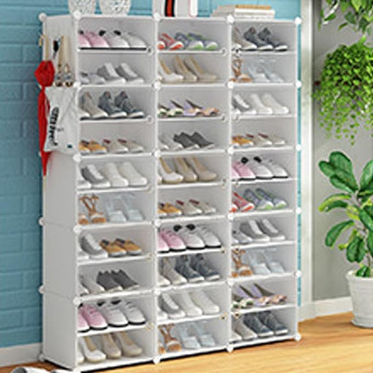 Free Standing Shoe Racks DIY Shoe Organizer Stackable Shoe Cabinet for Closet Entryway Living Room Small Space Shoe Shelves Clear Door Easy Assembly