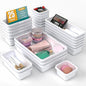 25 PCS Drawer Organizer Set, 4 Size Makeup Drawer Divider Organizer With Non-Slip Pads, Interlocking Plastic Storage Bins for Office,Jewelry Vanity,Gadgets, Bathroom,Kitchen, White
