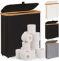 Toilet Paper Storage Basket with Lid - The Ultimate Bathroom Organizer, Free Standing Toilet Paper Holder for Up to 12 Mega Rolls, Toilet Tissue Storage Bin with Handle for RV Closet, Black