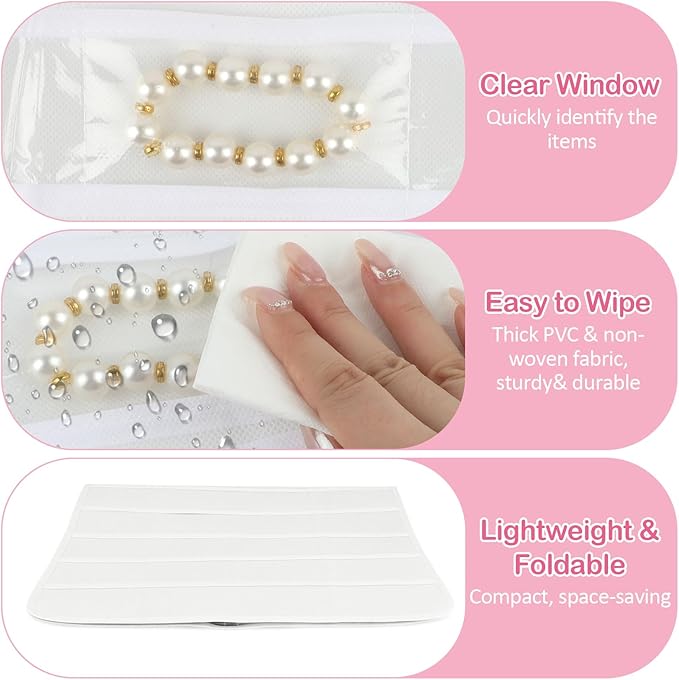 2 Pack Hanging Jewelry Organizer, 80 Clear Pockets earring organizer and storage, Accessories holder organizer for Closet, Jewelries, Necklace, Travel