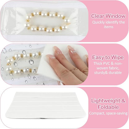 2 Pack Hanging Jewelry Organizer, 80 Clear Pockets earring organizer and storage, Accessories holder organizer for Closet, Jewelries, Necklace, Travel