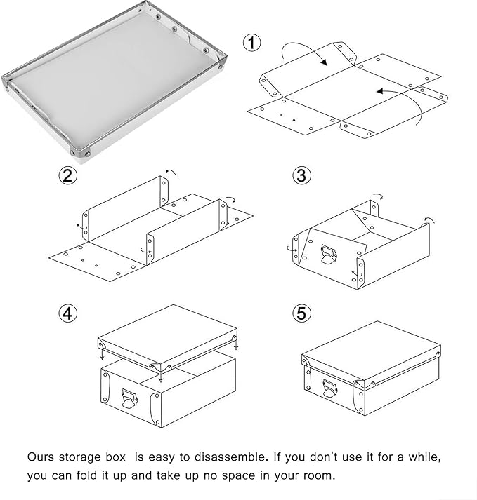 XUCHUN Decorative Storage Box with Lids,Set of 3 Waterproof Foldable Plastic Box Multiple Sizes for Socks/Office（White）