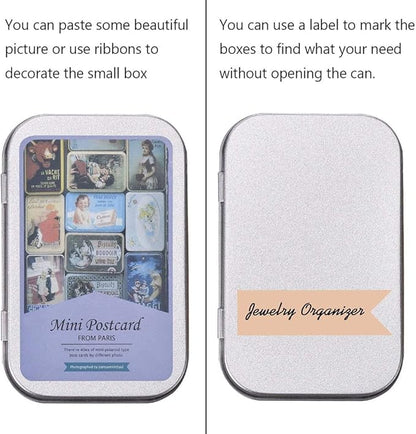 SECALIFE 3Pack Silver Metal Rectangular Hinged Tins Containers Basic Necessities Mini Portable Box Set for DIY Use, Home Organizer