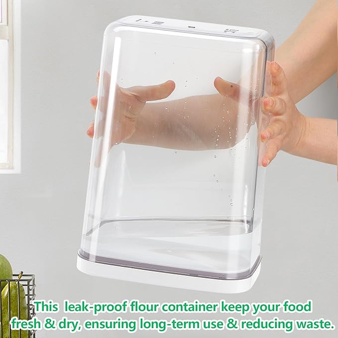 TBMAXS 6 Qt Food Storage Container with Pop-up Lid -Airtight Crystal-Clear Plastic Flour Container, Tall and Slim Storage Bin Fit for Kitchen Pantry Organization