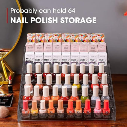 Nail Polish Organizer 84 Bottles of 7 Layers Sunglass Organizer Acrylic Display Rack Eyeglasses Storage Essential Oils Holder Makeup Organizer No Tool Needed Assembly, Grey
