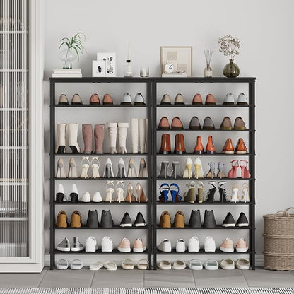 YATINEY 8 Tier Shoe Rack, Large Capacity Shoe Storage Organizer Holds 32 Pairs, Sturdy and Stable, for Entryway, Hallway, Closet, Dorm Room, Black SS08BB