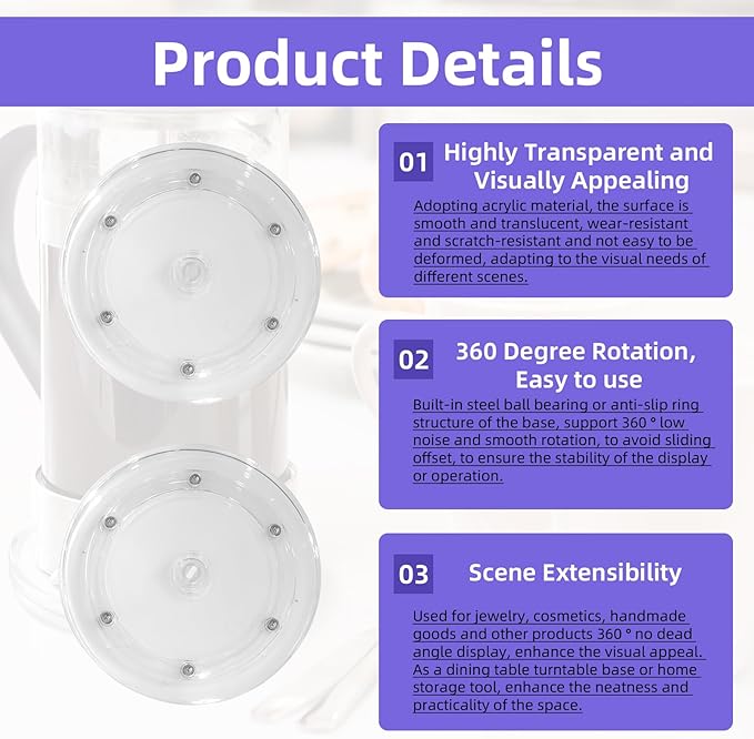8-Piece Set (2" to 8") Small Lazy Susan Turntable-360° Rotating, Durable & Space-Saving | Multi-Size for Spices, Makeup, Crafts, Office | Non-Slip Base for Smooth Spinning