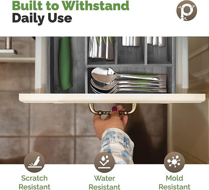 Pristine Bamboo 5-Slot Drawer Organizer - Kitchen and Utensil Organizer - Cutlery Tray - Flatware and Silverware Holder - Gray