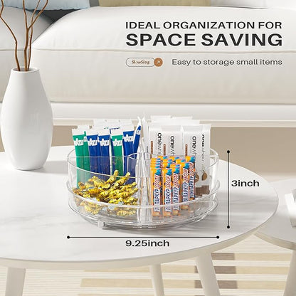 Lazy Susan Organizer, 9 inch Rotating Storage Organizer with 4 Removable-Bins,Turntable Organizer for Fridge, Kitchen, Vanity, Cabinet