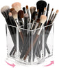 Acrylic Makeup Brush Holder, Clear Rotating Makeup Brush Holder Organizer with 4 Slots, Square Makeup Brush Cup for Vanity Desk Countertop Bathroom