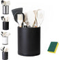 LIBODOUR Utensil Holder,Large 360°Rotating Kitchen Utensil Holder For Counter,Cooking Silverware Organizer Stainless Steel Caddy Flatware Spoon Spatula Tool Cutlery Container