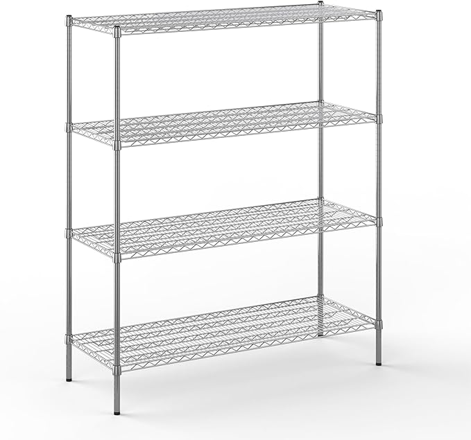 21" Deep x 54" Wide x 64" Height Wire Shelving Kit | 4-Tier | NSF Commercial Storage Rack Unit