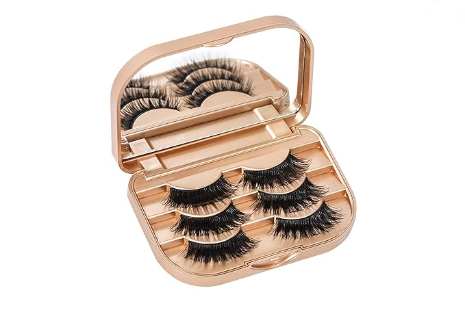 Champion Gold Eyelash Storage Case Organizer With Makeup Mirror Frame Box, Magnetic Lash Packaging Travel Bag