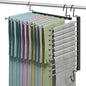 Pants Hangers Space Saving for Closet, 10-Tier Metal Jean Hangers Organizer, Collapsible Non-Slip Trouser Hangers, Magic Rotational Pant Rack for Display and Storage, College Dorm Essentials
