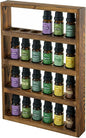 MyGift Vintage Dark Brown Solid Wood Wall-Mounted Essential Oil Holder Rack – 24-Bottle Storage Display Shelf
