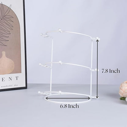 Crown Display Stand, 3-Tier Tiara Headband Display Rack White, Brackets Hair Accessories Organizer, Bathroom Vanity Storage Tray for Women Girls