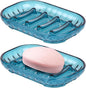 2-Pack Soap Dish Holder for Bar Soap, Bathroom Soap Dishes Soap Holder, Soap Saver Dry Stop Mushy Soap Tray for Shower Bathroom, Kitchen Sink,Blue