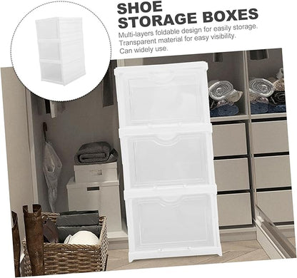Healifty 1set Shoe Storage Boxes Stackable and Space-saving Multi-layer Organizer for Sneakers Drawer Design for Easy Access Fits Shoe Types