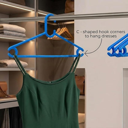 Polypropylene Clothes Hanger Pack of 12 | Heavy Duty, Slim Space Saving Hangers for Wardrobe & Closet Organization | Durable Plastic Hangers for Dresses, Shirts & Coats, Blue